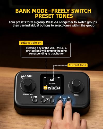 Image of LEKATO Desktop Multi Guitar Effects with 6 Modules, 80 Presets, 20 Amp Modeling & IR Loading, Guitar Effects Processor with Tuning & Bank Modes, OTG USB Audio Interface for Practice Recording