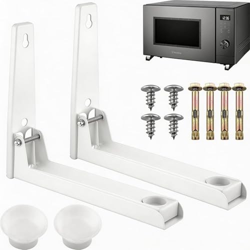 2 STK Wandregal Mikrowellenhalterung | Edelstahl Einstellbar Halterung für Mikrowelle & Kleinen Backofen