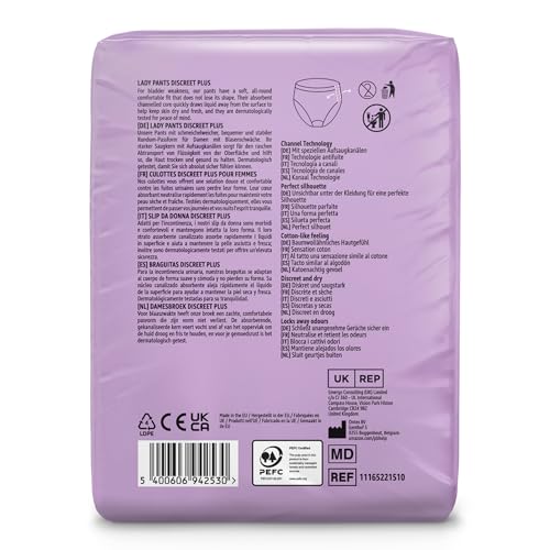 by Amazon Lady Pants Plus Medium – 40 Pants (4 Packungen à 10 Stück), Schwarz