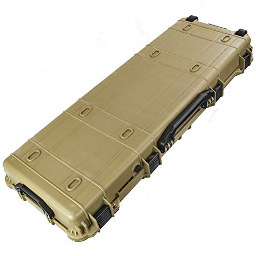 Eylar 44 Inch Protective Roller Tactical Rifle Hard Case With Foam, Mil-Spec Waterproof & Crushproof, Two Rifles Or Multiple Guns, Pressure Valve With Lockable Fittings Tan #TOP3
