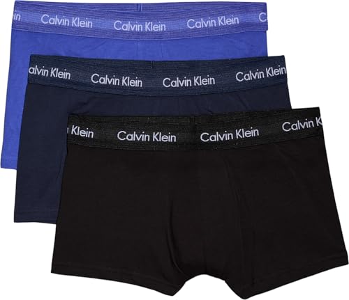 Calvin Klein Calzoncillos bóxer Hombre Pack de 3 Low Rise Trunks Ropa Interior, Multicolor (Black/Blueshadow/Cobaltwater DTM WB), L