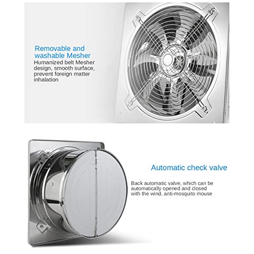Ventilador de ventilación 6 pulgadas extractor, acero inoxidable para pared o ventana, con válvula de retención automática para baño y cocina miniatura 3