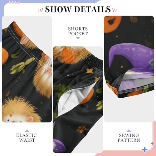 Hedgehog Pumpkins Boys Long Pants Soft Trousers Elastic Waist Kids Lounge Bottoms with Pockets S-XL4