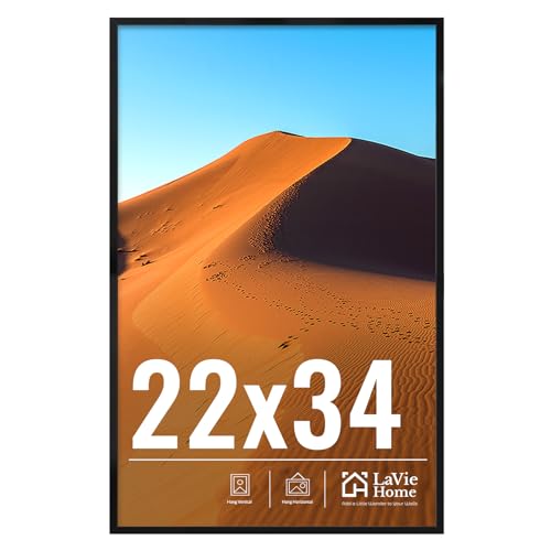 Image of LaVie Home 22x34 Picture Frame for Wall Display, 22x34 Black Picture Frame with HD Plexiglas, 22 x 34 Poster Frame 1 Pack, Display Frame for Vertical or Horizontal, Classic Collection