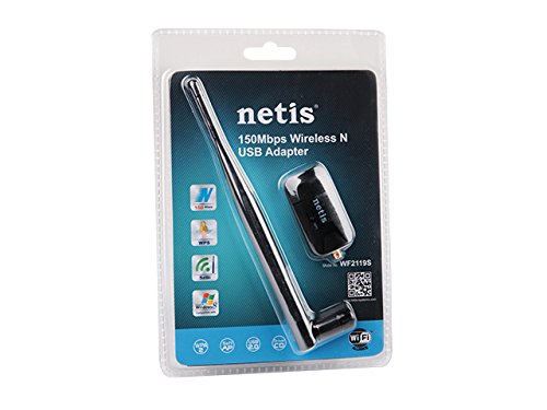 Netis System WF2119S WLAN 150Mbit/s Adaptador y Tarjeta de Red - Accesorio de Red (Alámbrico, USB, WLAN, IEEE 802.11n, 150 Mbit/s, Negro)