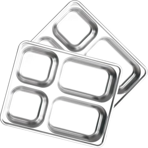Plateau alimentaire en acier inoxydable rectangulaire compartimenté camping x2 - 2