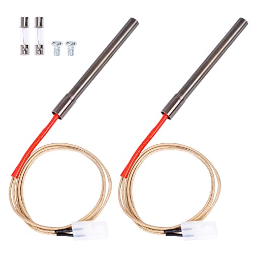 2 Pack Replacement Hot Rod Ignitor Kit for Pit Boss and Camp Chef Wood Pellet Grills Upgraded Pellet Grill Igniter/Hot Rod Replacement - Durable Hot Rod Ignitor Comes with 2 Pcs Fuses 200W 120V