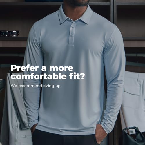 Men’s Drop-Cut Long Sleeve Polo – Lightweight Moisture-Wicking w/ 3-Button Collar – Stretch Fabric – Casual Performance Shirt2