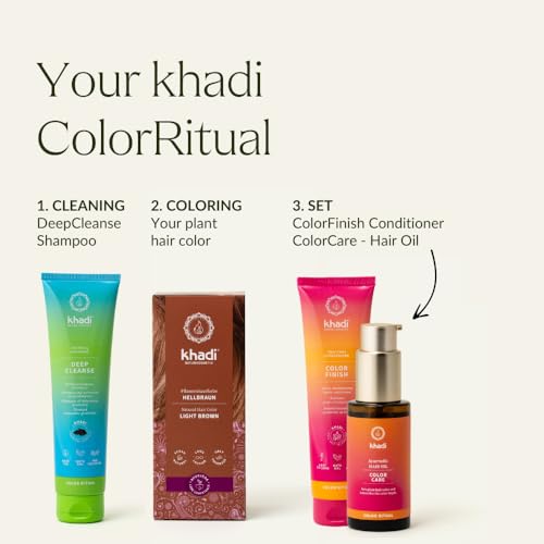 khadi LIGHT BROWN Natural Hair Color - Hair dye for light, warm fawn brown with lively reddish reflections - 100% herbal & natural - 3.5 oz