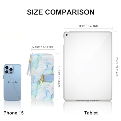 Image of Pomelo Best RFID Wallets for Women with Multiple Card Slots and Cellphone Compartment, Womens Wallet Cyan
