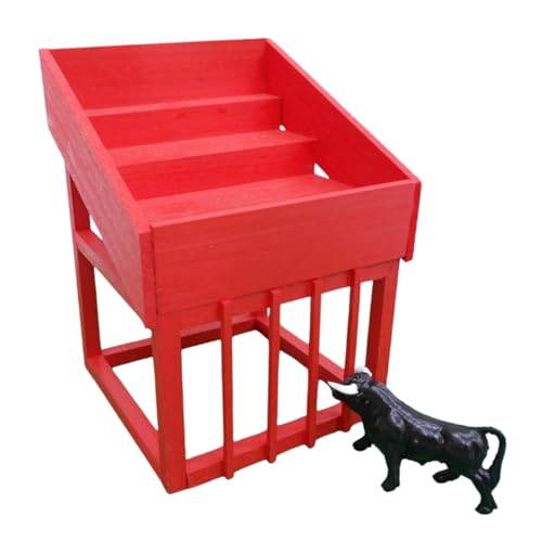 AMBIENTS ARTESANIA Cadafal Rojo de Juguete – Reproducción Artesanal en Madera MDF con Gradas – Incluye Torito