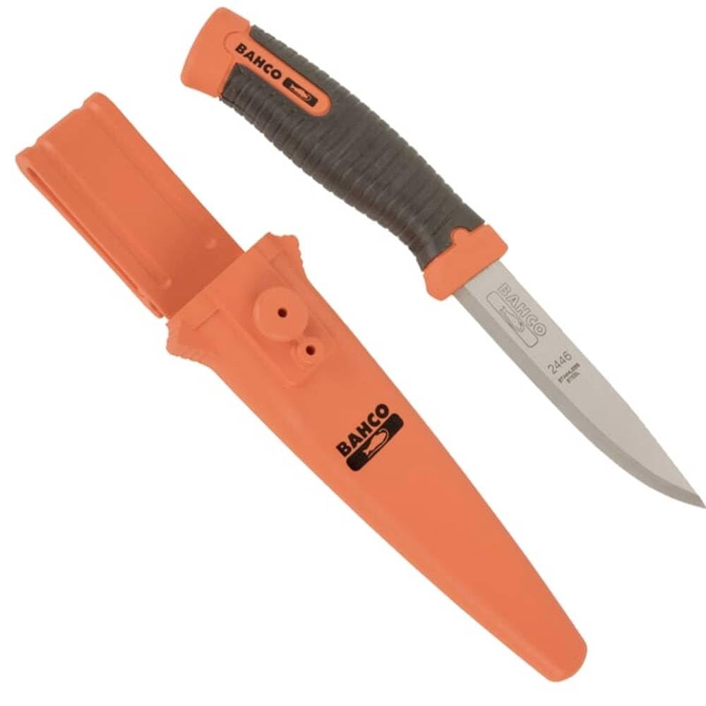 Bahco SB-2446 Multifunktionsmesser, zweikomponenten Griff, Schwarz/Orange, 220 mm