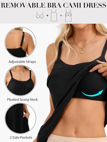 V FOR CITY Women Loose Bra Dress with Pockets Summer Dresses 2025 Adjustable Straps Beach Sundresses Sleepdress2