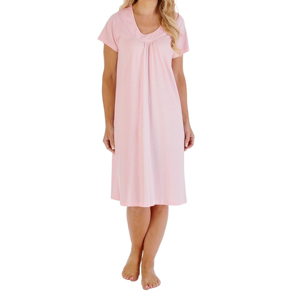 Slenderella Jane Short Sleeve 42 Inch Cotton Nightdress (16/18, pink)