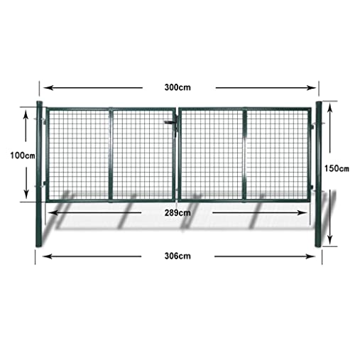 vidaXL Zauntor Stahl 306 x 100 cm Grün