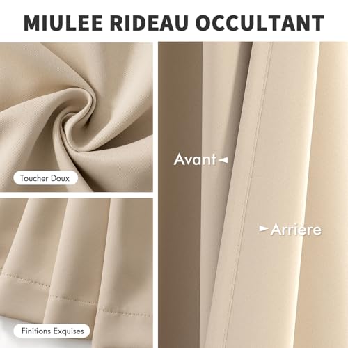 Rideaux thermique isolant beige 3m MIULEE | Lot de 2 rideaux occultants