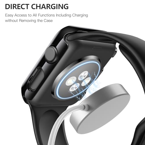 Image of Misxi Case with Screen Protector for 42mm Apple Watch Series 3 /2 | 2-Pack Cover with Tempered Glass for 3 /2, Scratch Resistant Sensitive Touch Protection, Jet Black