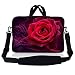 LSS 17-17.3" Laptop Sleeve Bag Compatible with Acer, Asus, Dell, HP, Sony, MacBook and more | Carrying Case Pouch w/Handle & Adjustable Shoulder Strap,Red Floral Flower
