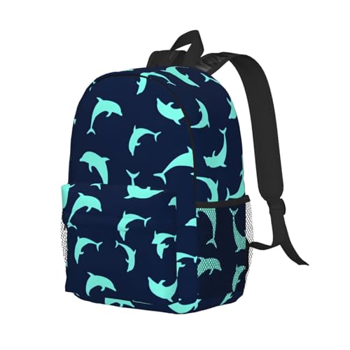 ASYG Fashion Happy Dolphin Laptop Backpack Blue Dolphin Backpack Sling Shoulder Bag for Travel Daypack2