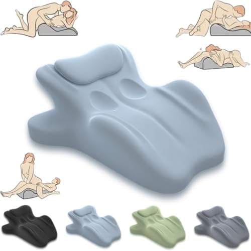 LLNWYGEB Almohada para Parejas de 27° - Cuña de Espuma viscoelástica para Mayor Comodidad y conexión - Almohada ergonómica, Funda fácil de Limpiar,Azul