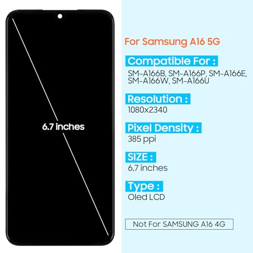 Écran OLED avec empreinte digitale pour Samsung Galaxy A16 5G vitre tactile avec cadre noir