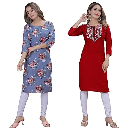 Image of Women's Multicolor Crepe Kurta||Pack of 2 Kurta||Kurta for Women