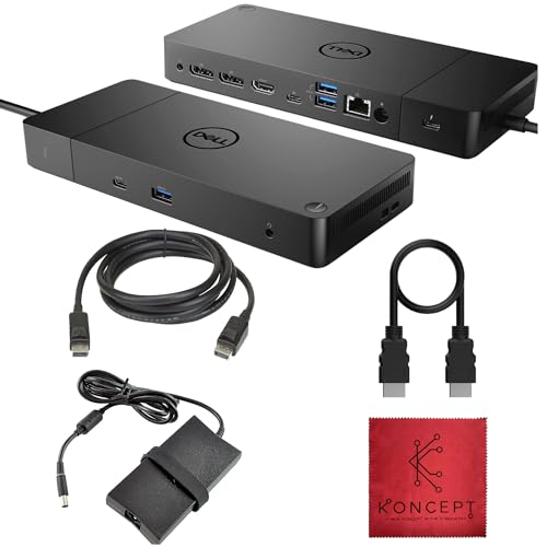 Dell WD19TB Thunderbolt Dock - 1 Year Warranty - Dell Docking Station Dual Monitor USB C with 180W, HDMI & DisplayPort Cable - Docking Station for Laptop & Computer (Renewed)