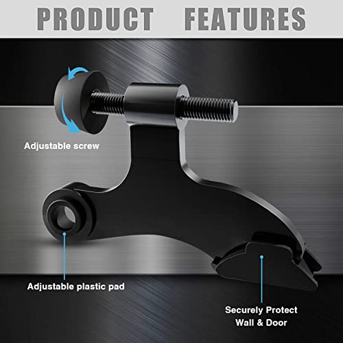 4 Pack Hinge Pin Door Stopper Black, Adjustable Heavy Duty Hinge Pin Door Stop With Black Rubber Bumper Tips, Reduce Potential Damage Prevent Striking Wall Dents In Door Trim, Easy Installation #TOP6