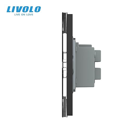 Miniatura 6 de LIVOLO Enchufe de alimentación estándar AU blanco de la UE y EE. UU. + interruptor de luz táctil de 1 banda con panel de cristal negro, toma de