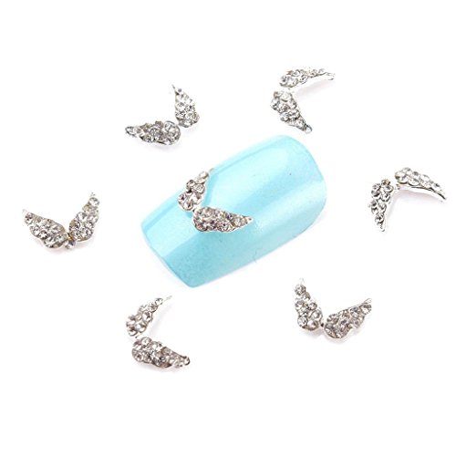 enForten 10pcs Angel Wing 3D Crystal Rhinestone Gems Nail Art Tips Slice Decoration for Women Girls Ladies