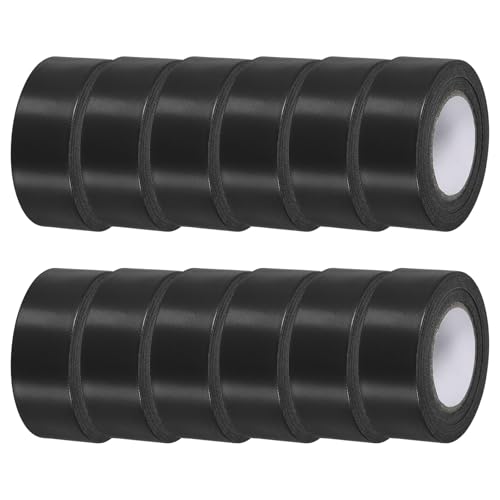 MECCANIXITY Flagging Tape,12 Pcs Non-Adhesive Plastic Neon Survey Marking Tape 1 Inch x 98 Feet for Tree Hunting Boundaries Hazardous Areas Marking Ribbon Black