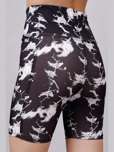 Image of Women's Polyester Stretchable Gym Shorts with Side Pockets High Waist Slim Fit Above Knee Length Activewear Tights Gym Fitness Cycling Running Yoga Shorts for Women