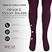 Ideal School Uniform Tights For Girls- Opaque Footed Tights- Nylon Stockings, Base Layer Innerwear, Seamless Tights for Kids, Burgundy, 8