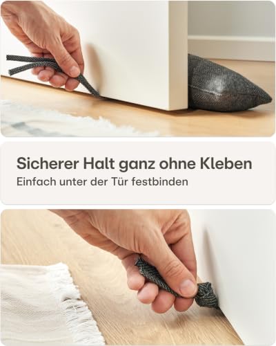 Praknu Zugluftstopper für Türen & Fenster 90 cm Grau – Türdichtung unten – Ansicht 4
