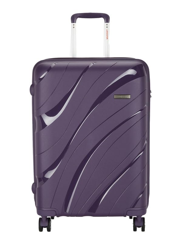 Wildcraft Polypropylene 4 Wheels Spinner Agena Hard Trolley Suitcase (12430) Purple (Medium), 65 cm