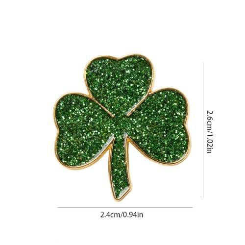 Image of Rhinestone Clover Leaf Brooch Pin, Green Four Leaf Clover Pin Shamrock Lapel Pin, Gold Plated Vintage Crystal Flower Brooches