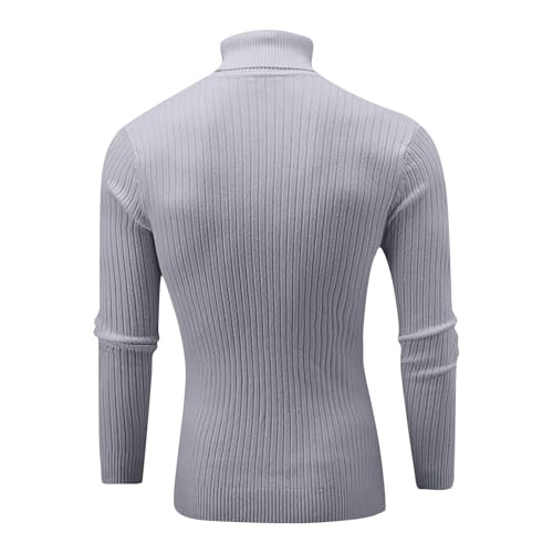 Men Knit Turtleneck Sweater Slim Fit Autumn Winter Vintage Sweater Fashion Striped Long Sleeve Solid Sweater Pullover3
