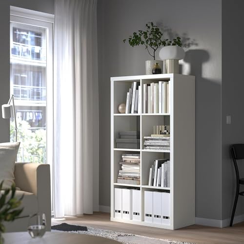 KALLAX Large 8 Cube Rectangular Storage Shelf White 77x39x147 cm 2x4 Cube Freestanding self mounted Bookcase Organizer Unit for Living Room Bedroom Office Study Display & Home Storage
