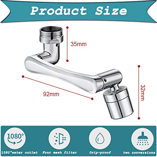 Umogy Faucet Extender, Large Angle Rotating Splash Faucet Aerator, Universal 1080 Swivel Robotic Arm Swivel Extension Faucet Aerator, Faucet Extender For Sink With 2 Water Outlet Modes (2Pcs) #TOP1