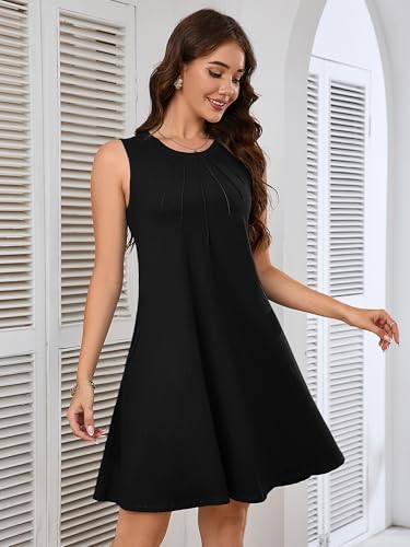 Image of Heymoments Women's Summer Dresses Sleeveless Casual Fashion Loose Swing Button Down Beach Dress with Pockets