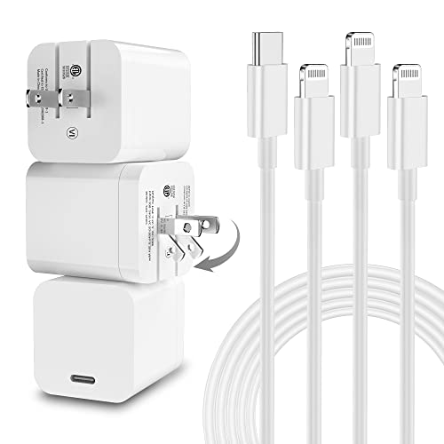 iPhone Charger Fast Charging,3 Pack [Apple Certified] USB C Wall Charger Block Foldable Plug with 3ft/6ft/10ft Multiple Length USB C to Lightning Cable for iPhone 14 13 12 11 Pro Max/XS