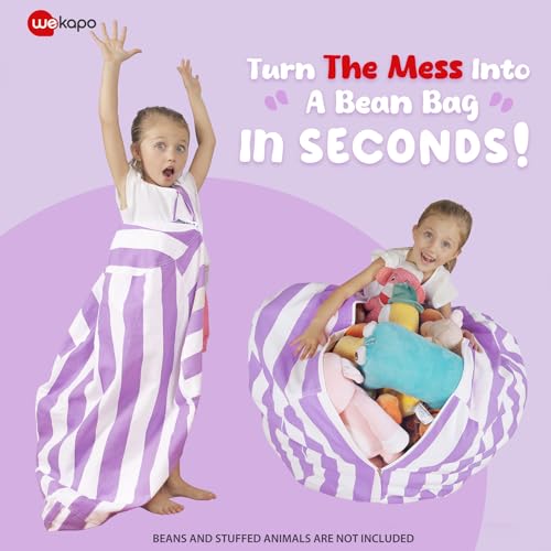 image for WEKAPO Stuffed Animal Storage Bean Bag Chair Cover for Kids | Stuffabl