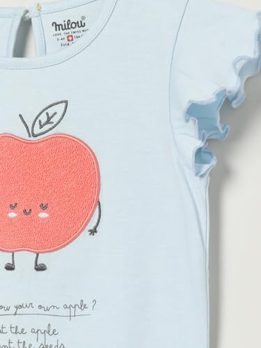 Image of Milou Girls 100% Cotton Short Sleeves Mango Placement Print Biowash T-Shirt | Soft & Breathable, Safe Dyes, Label-Free Comfort