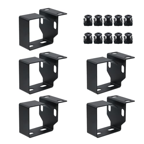 Pastlla 5pcs Vertical Cable Management Wire Organizer Metal Cable Rack Under Desk Server Rack Network Cable Bracket Organizer Hook Mount Set for Patch Cables, Fiber Optic, Power Cords (Black D#)