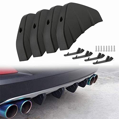 Umisu Diffuseur de Spoiler de Pare-Chocs Arrière pour Voiture pour Pare-Chocs de Requin Becquet Arrière Accessoire Auto de Protection Décoration 4 pcs Noir