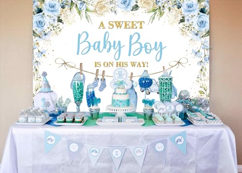 Fondo para Baby Shower Azul 210x150 cm miniatura 5