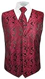 Festliche Jungen Anzug Weste mit Krawatte 2tlg schwarz rot Paisley für Kinderanzug 170-176 (16 Jahre)
