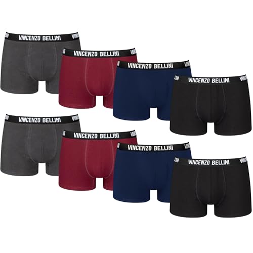 Vincenzo Bellini Herren Boxershorts Premium - Made in EU - Ohne kratzenden Zettel - Atmungsaktive Herren Unterwäsche (8er & 12er Pack) (XL, Regular, Regular, Mehrfarbig Dunkel 8er)
