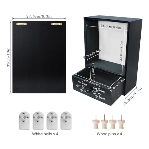 Favonuovy Pet Memorial Shadow Box Keepsake 9.3x13 Dog Memorial Gifts for Loss of Dog Death Sympathy and Remembrance Gift Large Pet Memorial Picture Frame Display Case with Deep Drawer