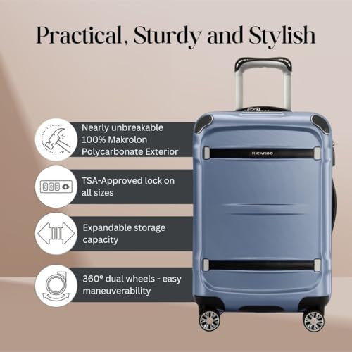 Ricardo Beverly Hills Rodeo Drive 2.0 Hardside 4 Wheel Spinner, TSA Lock, Lightweight Suitcase, Unisex, Stylish, Arctic Blue, 21-Inch Carry-On3